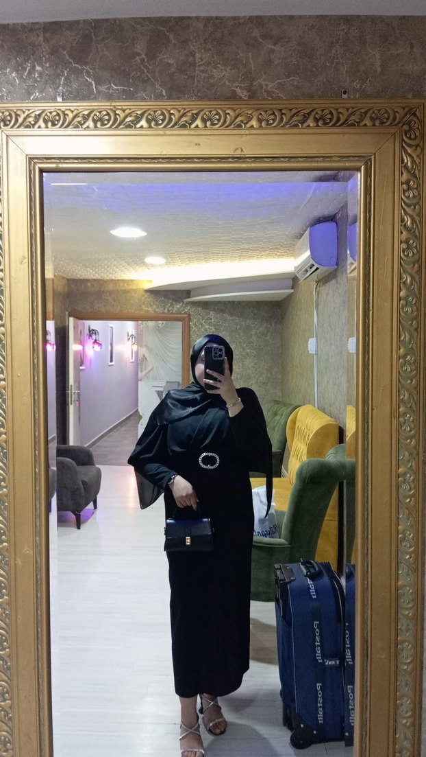 Siyah Drapeli Uzun Kadın Elbise - Görsel 4