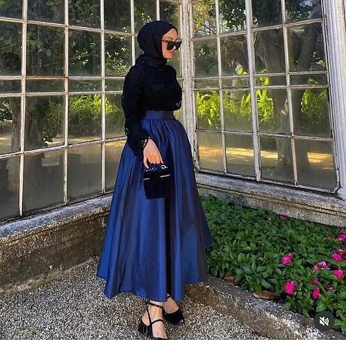 Saks Tafta Midi Etek