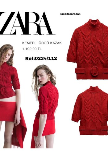 Zara zara, etiketli yeni Kırmızı Örgü Kadın Kazak