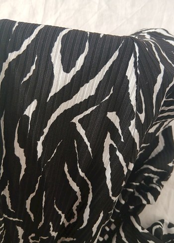 Zebra Desenli Siyah Uzun Midi Etek - Görsel 5