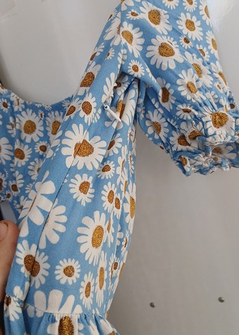 Mavi Papatya Desenli Bohem Midi Elbise - Görsel 6