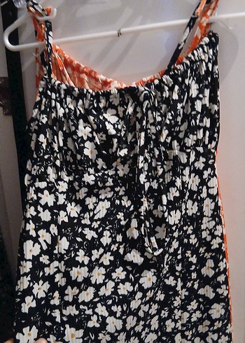 Çiçek Desenli Askılı Midi Elbise - Görsel 2