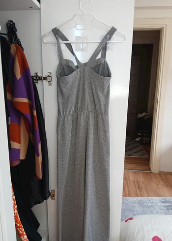 Gri İnce Askılı Uzun Kadın Tulum - Görsel 4