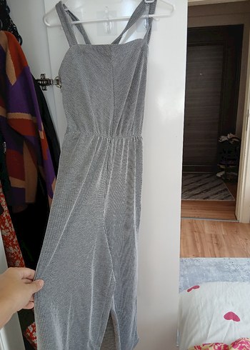 Gri İnce Askılı Uzun Kadın Tulum - Görsel 6