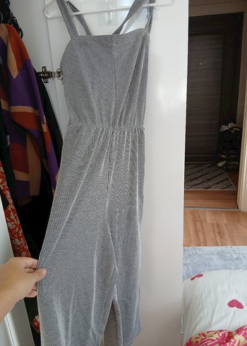 Gri İnce Askılı Uzun Kadın Tulum - Görsel 2