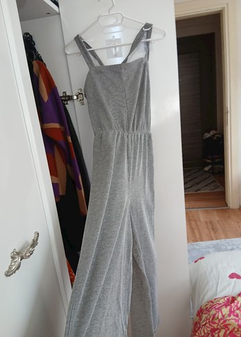 Gri İnce Askılı Uzun Kadın Tulum - Görsel 5