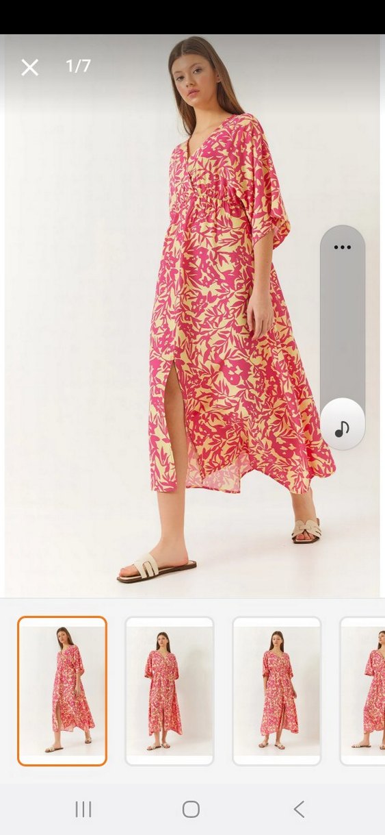 Pembe V Yaka Bohem Uzun Elbise - Görsel 4