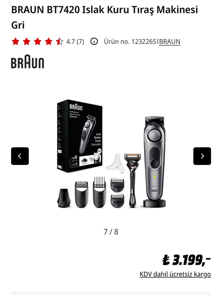 BRAUN BT7420 Islak Kuru Tıraş Makinesi Gri - Görsel 5