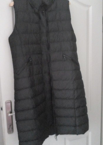 Kadın Siyah Uzun Fermuarlı Yelek - Görsel 2