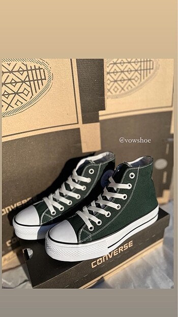 37 Beden yeşil Renk Converse kalın taban sneaker