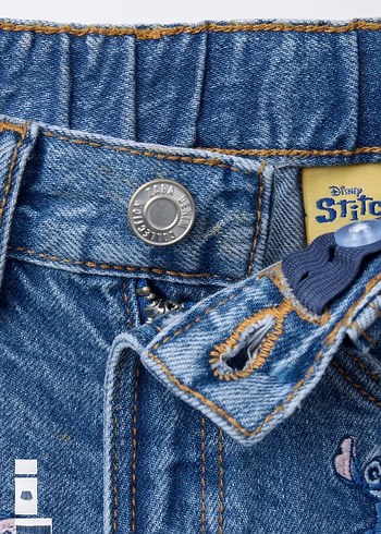 Nakışlı ve Boncuklu Kız Denim Şort - Görsel 3