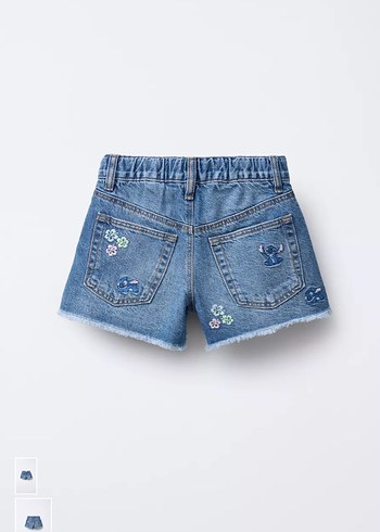 Nakışlı ve Boncuklu Kız Denim Şort - Görsel 2