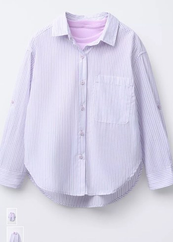 Mor Pamuklu Salaş Gömlek ve tişört - Görsel 2