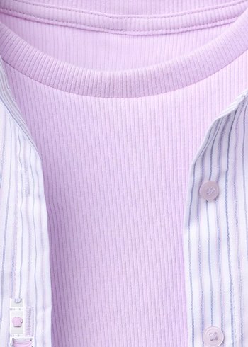 Mor Pamuklu Salaş Gömlek ve tişört - Görsel 5