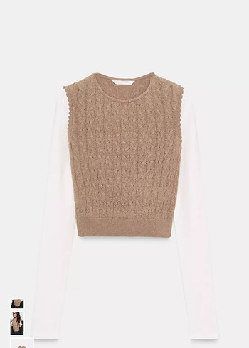 Bej Örgü Kadın Süveter ve bluz - Görsel 3