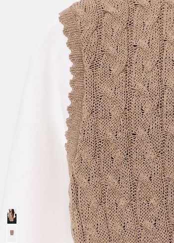Bej Örgü Kadın Süveter ve bluz - Görsel 5