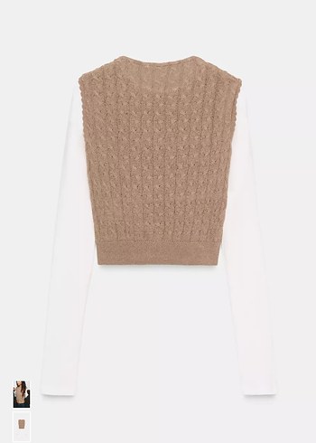 Bej Örgü Kadın Süveter ve bluz - Görsel 4