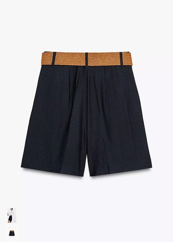 Kemerli Kadın Keten Bermuda Şort - Görsel 6