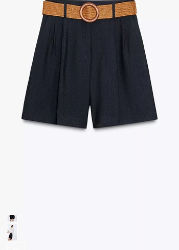 Kemerli Kadın Keten Bermuda Şort - Görsel 5