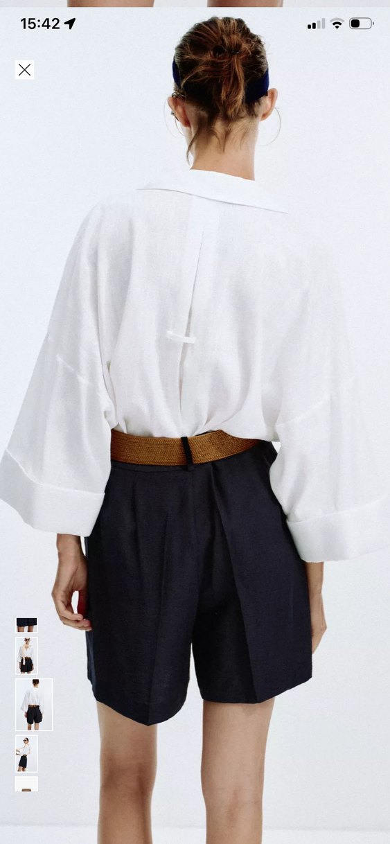 Kemerli Kadın Keten Bermuda Şort - Görsel 4