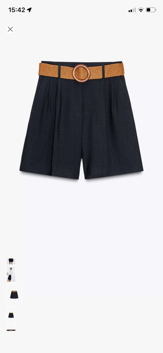 Kemerli Kadın Keten Bermuda Şort - Görsel 5