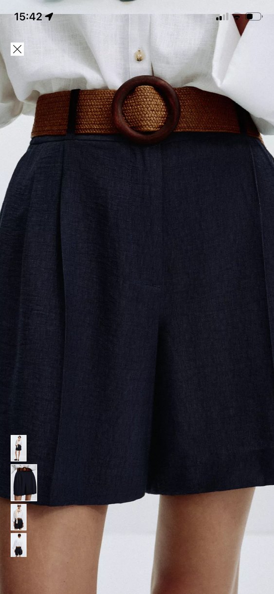 Kemerli Kadın Keten Bermuda Şort - Görsel 2