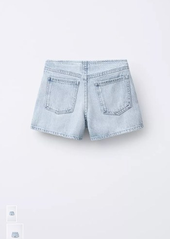 Düğmeli Mavi Mini Denim Şort - Görsel 2