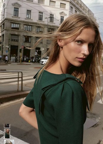 Düğmeli Yeşil Kadın triko ceket - Görsel 7