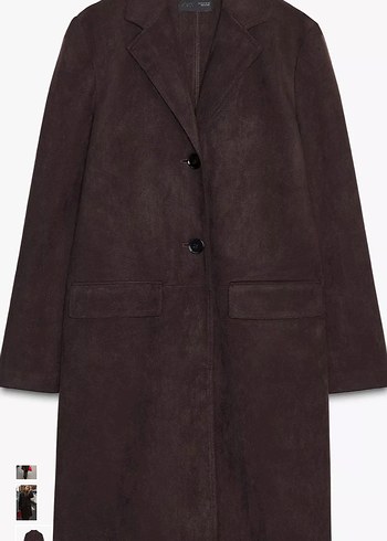 Koyu kahverengi düğmeli kaban - Görsel 6