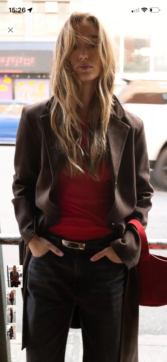 Koyu kahverengi düğmeli kaban - Görsel 2