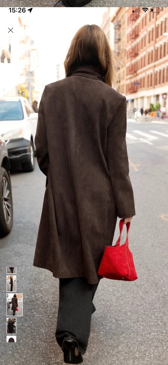 Koyu kahverengi düğmeli kaban - Görsel 5