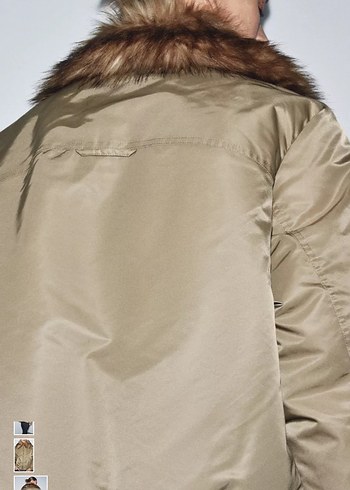 Kürk Yaka Bej Midi Ceket - Görsel 5