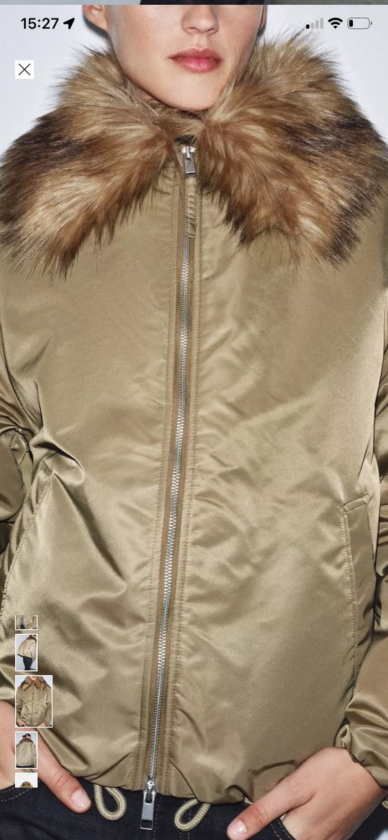 Kürk Yaka Bej Midi Ceket - Görsel 4