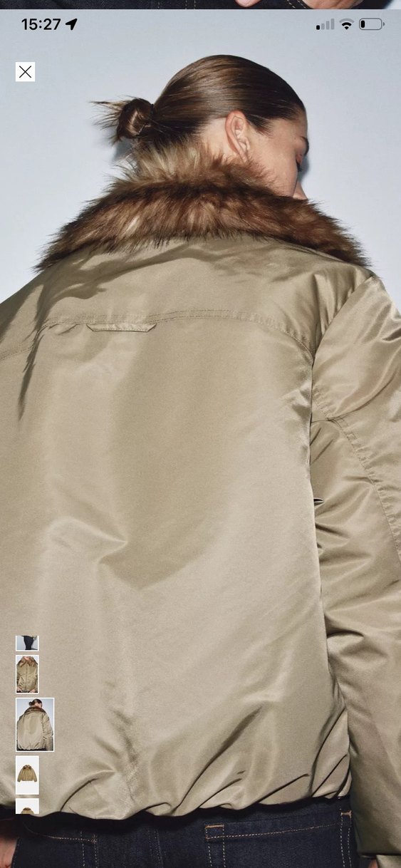 Kürk Yaka Bej Midi Ceket - Görsel 5