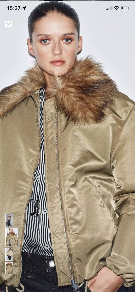 Kürk Yaka Bej Midi Ceket - Görsel 2