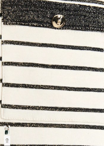 Beyaz Çizgili Kısa Kollu Kadın Tişört - Görsel 7