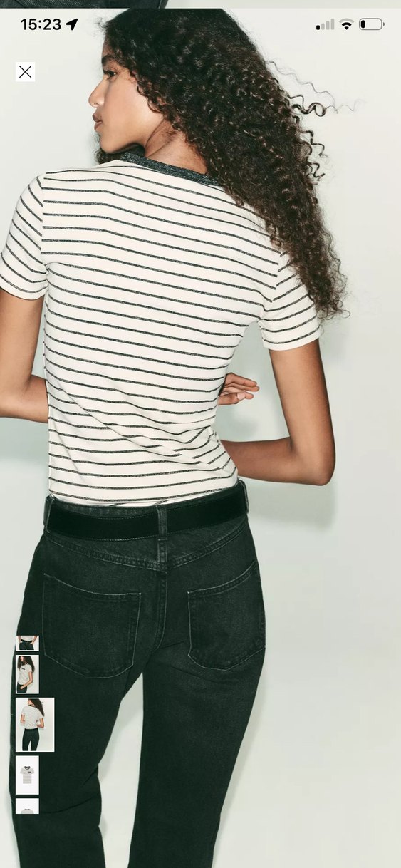 Beyaz Çizgili Kısa Kollu Kadın Tişört - Görsel 4