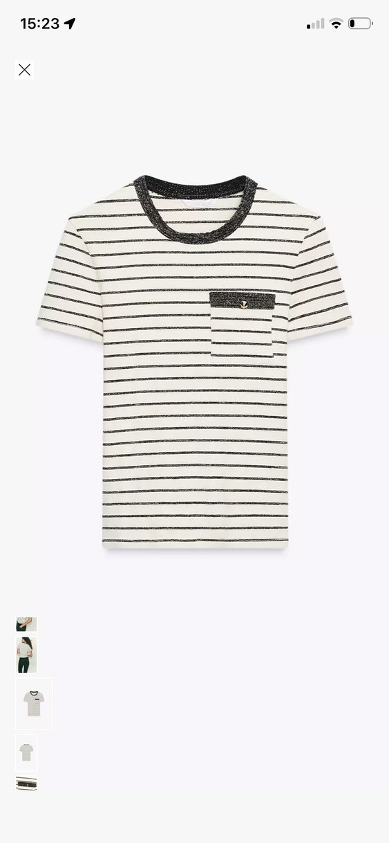 Beyaz Çizgili Kısa Kollu Kadın Tişört - Görsel 5