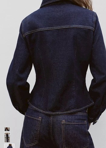 Lacivert Düğmeli Kadın Denim Ceket - Görsel 7