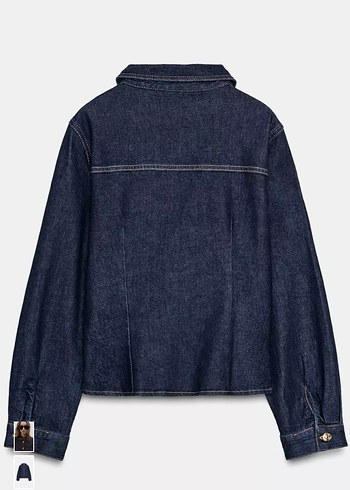 Lacivert Düğmeli Kadın Denim Ceket - Görsel 2