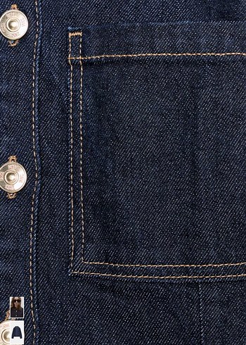 Lacivert Düğmeli Kadın Denim Ceket - Görsel 3