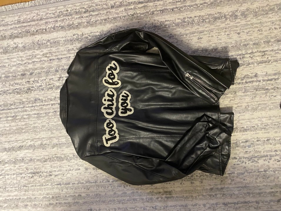 Kadın Siyah Deri Biker Ceket - Görsel 2