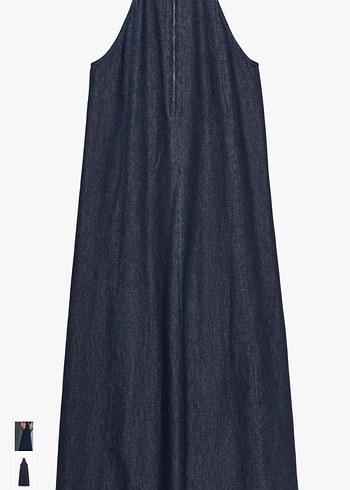 Uzun Denim Elbise - Görsel 7