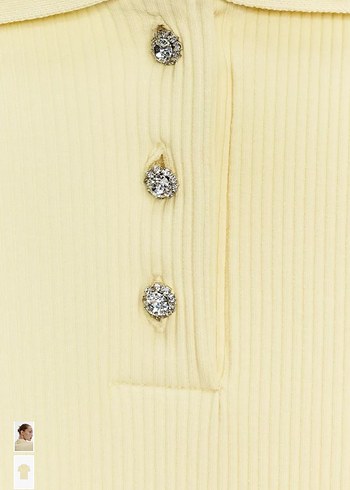 Sarı Nakışlı Kısa Kollu  Polo Tişört - Görsel 8