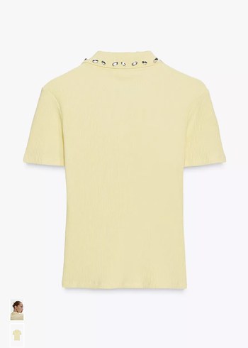 Sarı Nakışlı Kısa Kollu  Polo Tişört - Görsel 7