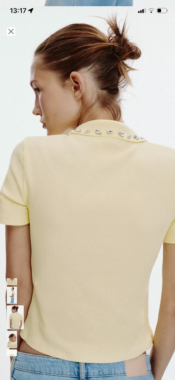 Sarı Nakışlı Kısa Kollu Polo Tişört - Görsel 4