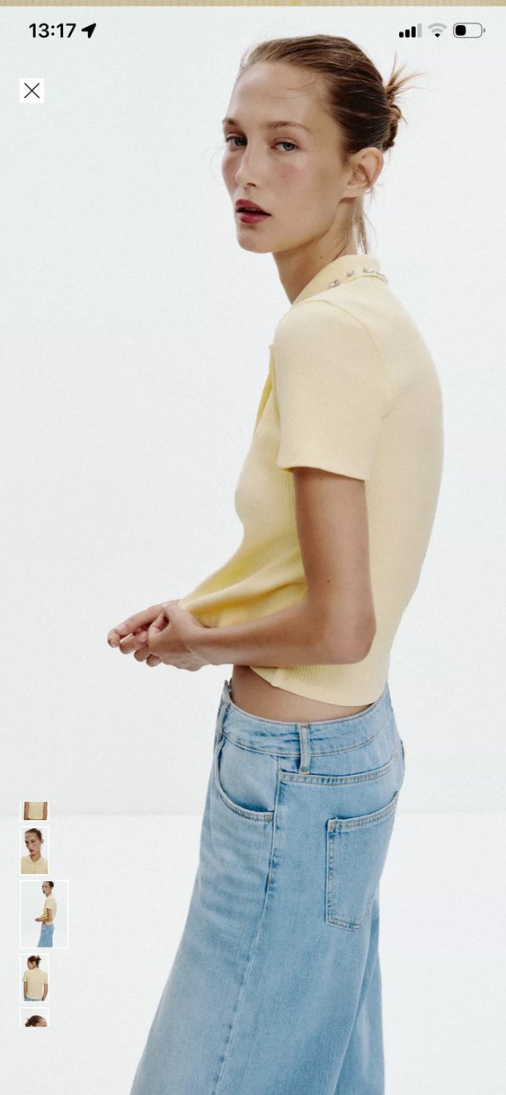 Sarı Nakışlı Kısa Kollu Polo Tişört - Görsel 5