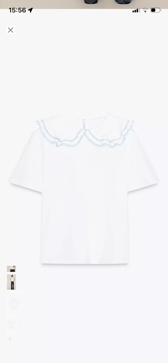 Nakışlı Fırfırlı Beyaz Pamuklu Tişört - Görsel 4