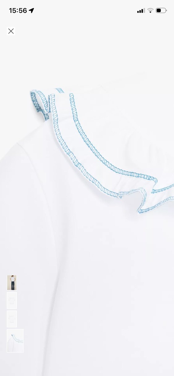 Nakışlı Fırfırlı Beyaz Pamuklu Tişört - Görsel 5