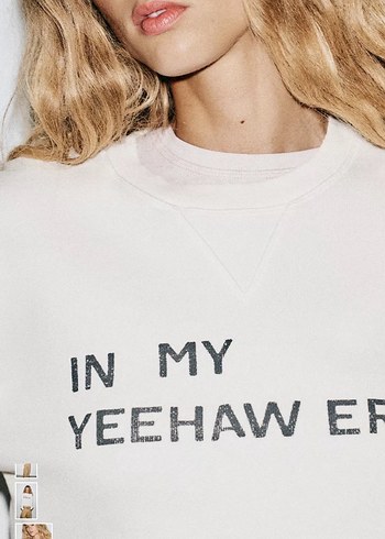 Beyaz Baskılı Denim Sweatshirt - Görsel 3